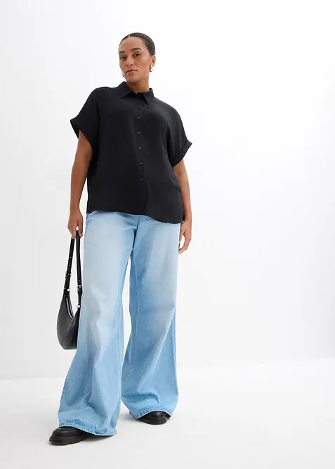 Oversized Bluse aus strukturiertem Cr&ecirc;pe, bonprix