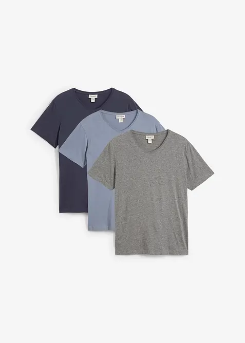 Lot de 3 T-shirts col V, bonprix