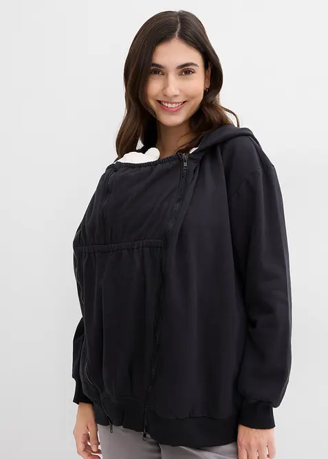 Sweat zippé 3en1 de grossesse avec empiècement de portage, 100% coton, bonprix