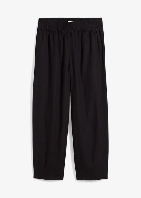 Pantalon 7/8 taille &eacute;lastiqu&eacute;e en lin m&eacute;lang&eacute;, bonprix