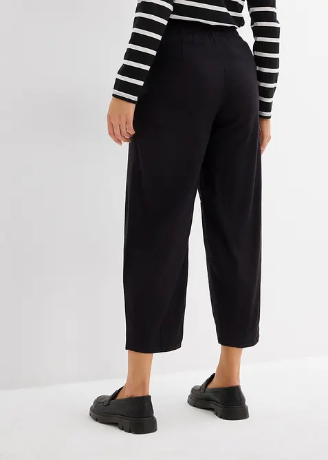 Pantalon 7/8 taille &eacute;lastiqu&eacute;e en lin m&eacute;lang&eacute;, bonprix