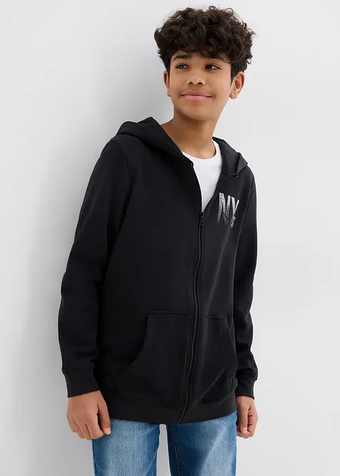 Sweat zipp&eacute; &agrave; capuche en coton m&eacute;lang&eacute;, bonprix