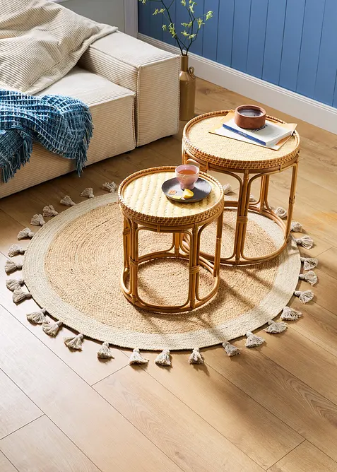 Tapis Kilim rond &agrave; franges, bonprix