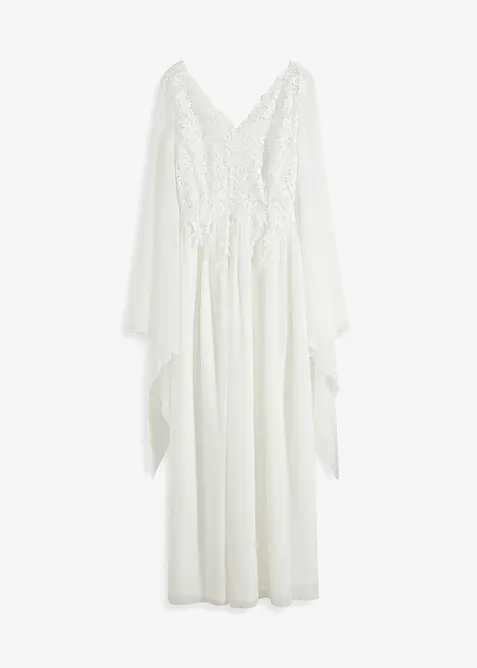 Robe de mari&eacute;e en cr&ecirc;pe fin avec dentelle, bonprix