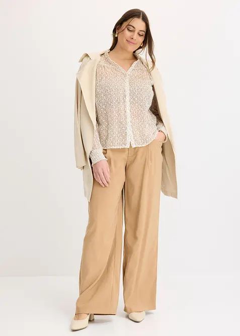 Blouse imprim&eacute;e en cr&ecirc;pe avec volants, bonprix