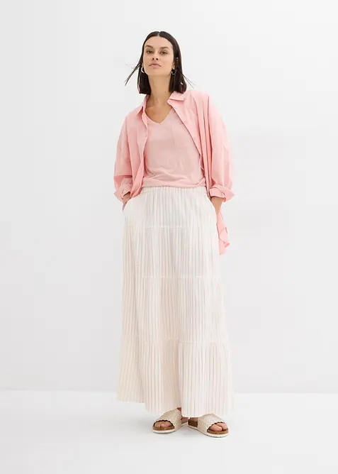 Gestreifter Maxirock aus reiner Baumwolle, bonprix