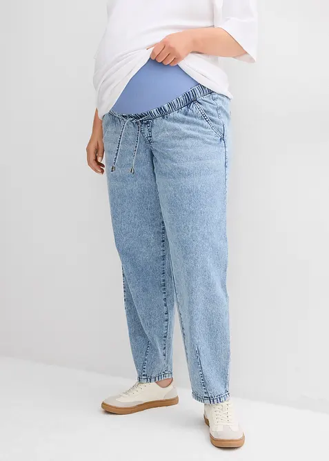 Kn&ouml;chellange Umstandsjeans aus leichtem Denim, Boyfriend Fit, bonprix