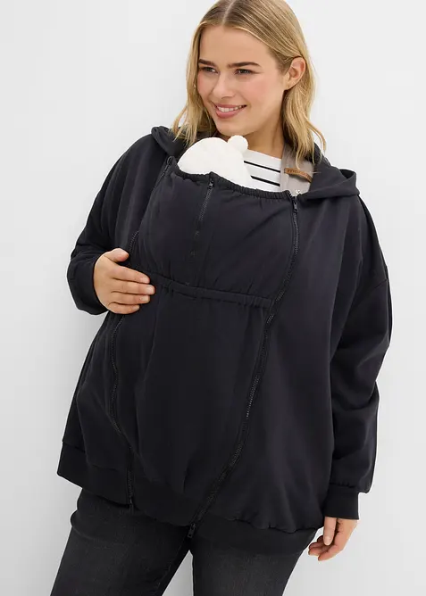 Sweat zippé 3en1 de grossesse avec empiècement de portage, 100% coton, bonprix