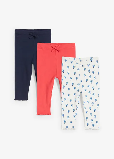 Lot de 3 leggings côtelés avec coton, bonprix