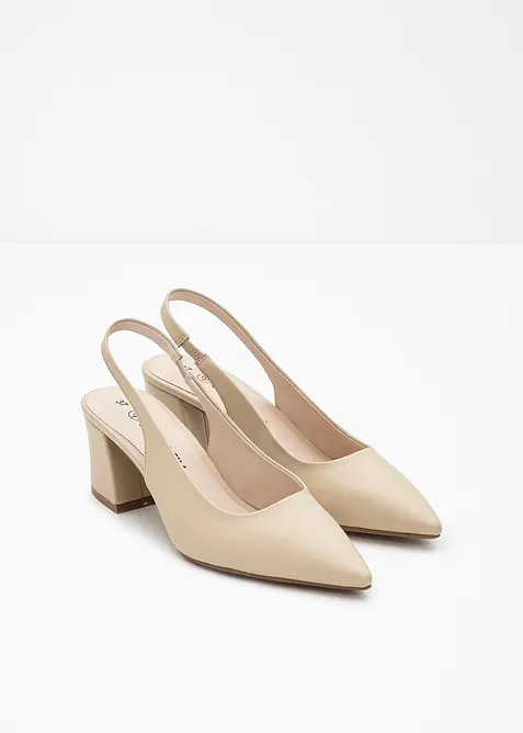 Escarpins slingback à talon carré, bonprix