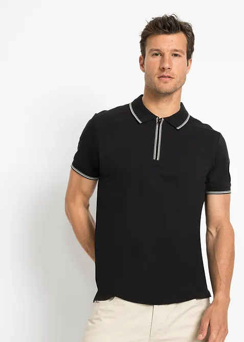 Piqu&eacute;-Poloshirt mit Rei&szlig;verschluss aus reiner Baumwolle, bonprix