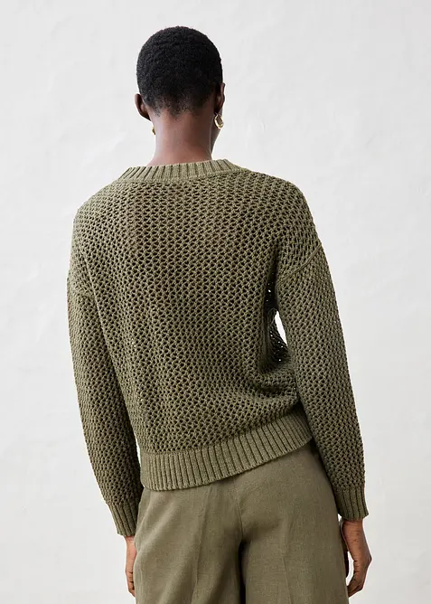 Ajour-Pullover aus leichtem Leinen-Mix, bonprix