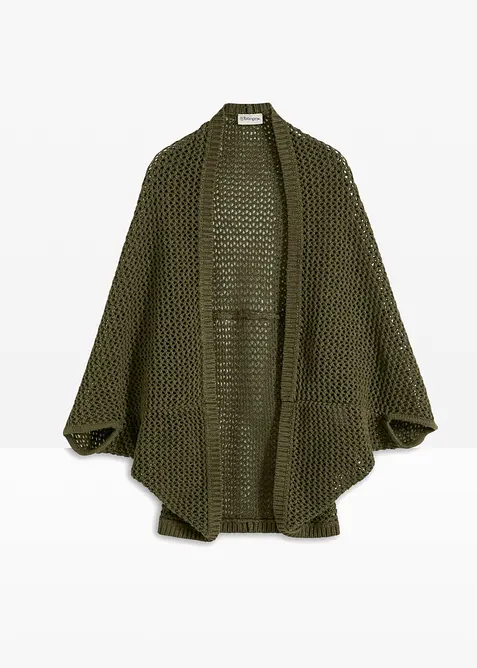 Ajourstrick-Poncho mit Leinenanteil, bonprix