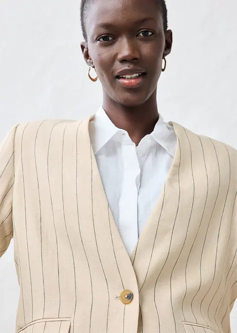 Kragenlose Blazerjacke aus reinem Leinen, bonprix