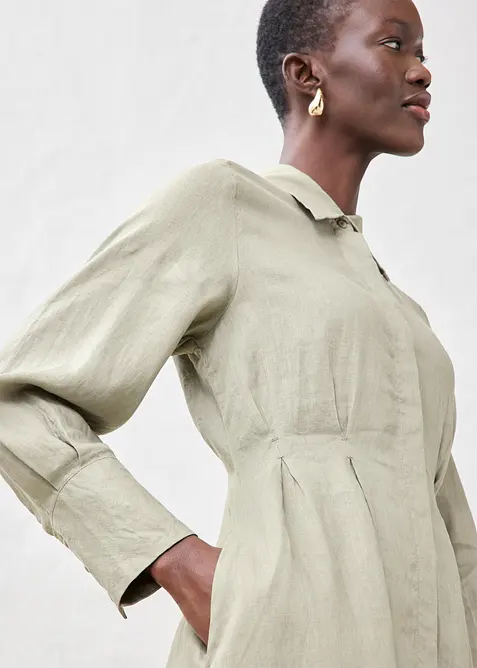 Hemdblusenkleid aus reinem Leinen, bonprix