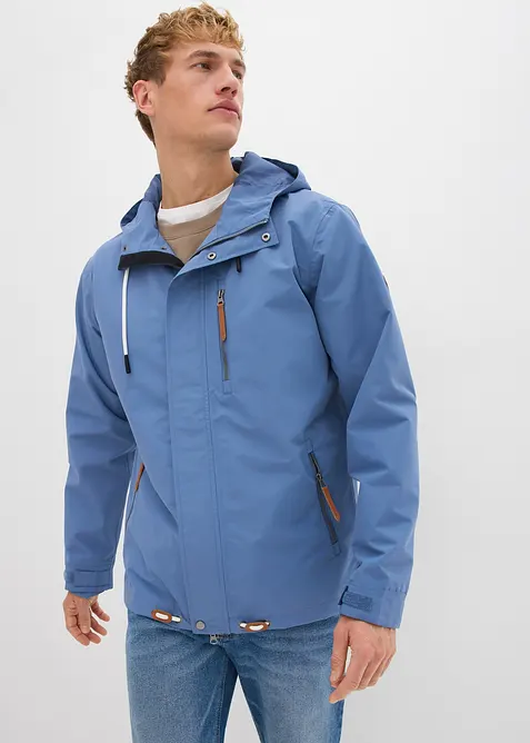 Veste technique d&eacute;perlante &agrave; capuche et d&eacute;tails enduits, bonprix
