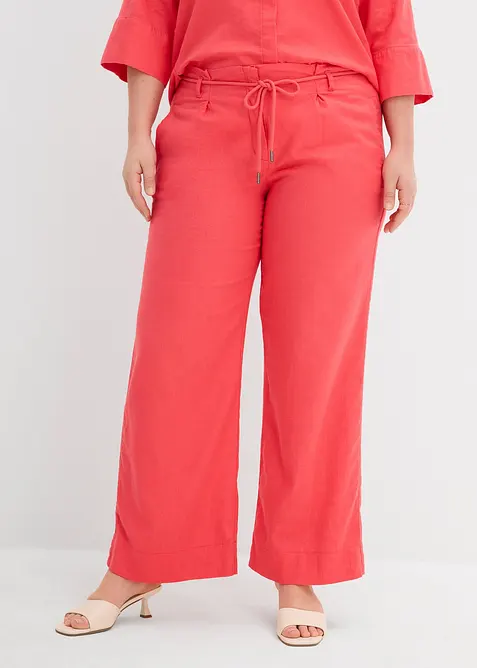 Pantalon paper bag en lin mélangé léger, bonprix