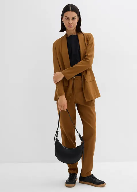 High-Waist-Hose aus Leinen-Viskose-Mix, bonprix