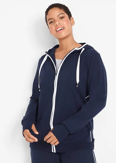 Sweat zipp&eacute; en coton extensible, bonprix