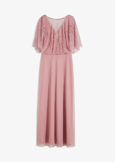 Maxikleid aus feinem Tüll mit Paillettenstickerei, bonprix