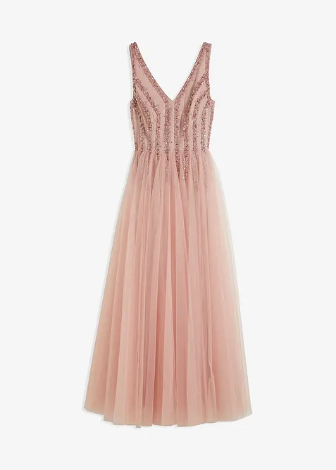 Maxikleid aus feinem Tüll mit Paillettenstickerei, bonprix