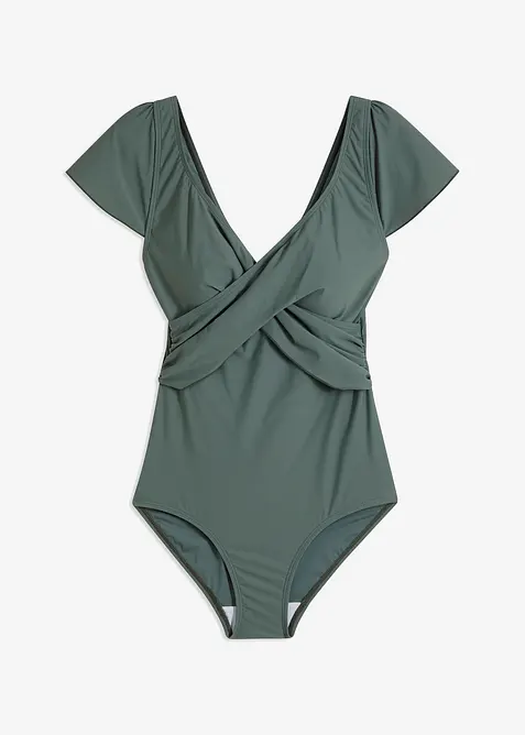 Maillot 1 pi&egrave;ce sculptant style crois&eacute;, maintien l&eacute;ger, bonprix