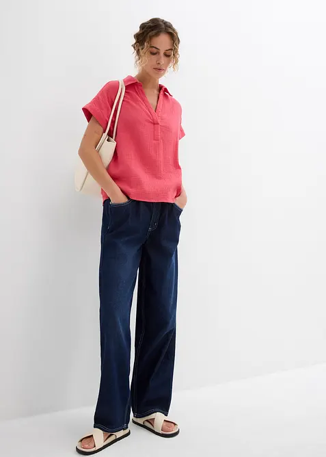 Blouse manches courtes en gaze de coton aérien, bonprix