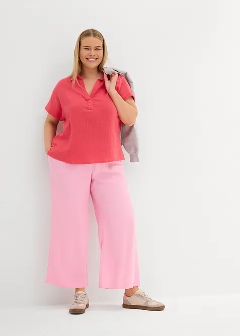 Kurzarmbluse aus luftigem Musselin, bonprix