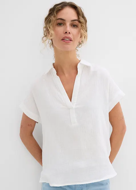 Blouse manches courtes en gaze de coton aérien, bonprix