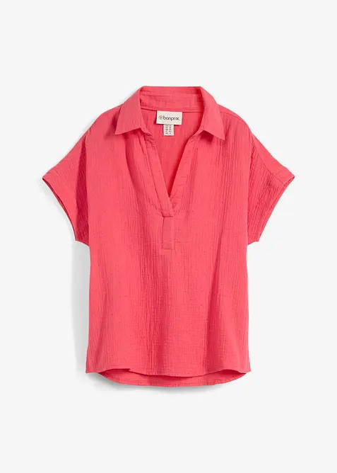 Blouse manches courtes en gaze de coton aérien, bonprix