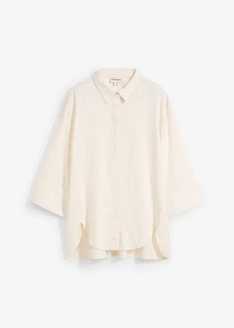 Chemisier en lin m&eacute;lang&eacute; frais et respirant, bonprix