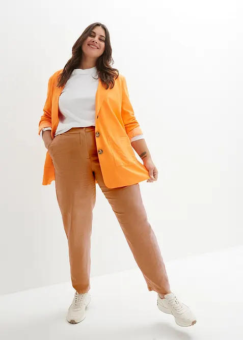 Verkürzte High-Waist-Hose aus Leinen-Viskose-Mix, bonprix