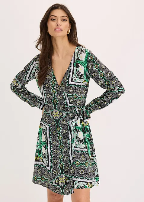 bedrucktes Satin-Wickelkleid, bonprix