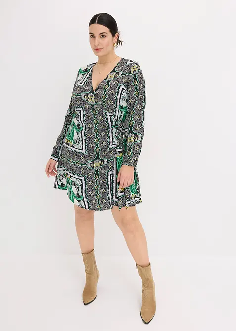 bedrucktes Satin-Wickelkleid, bonprix