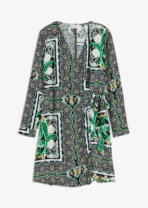 bedrucktes Satin-Wickelkleid, bonprix