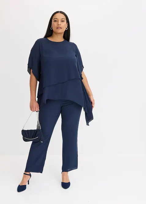 Blouse &agrave; pans, look superpos&eacute;, bonprix