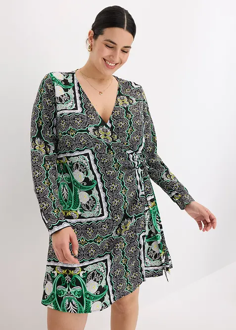 bedrucktes Satin-Wickelkleid, bonprix