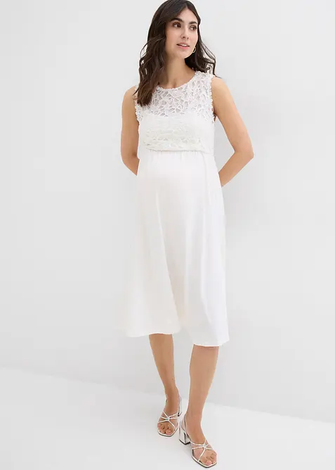 Robe de grossesse en jersey avec empiècement dentelle, bonprix