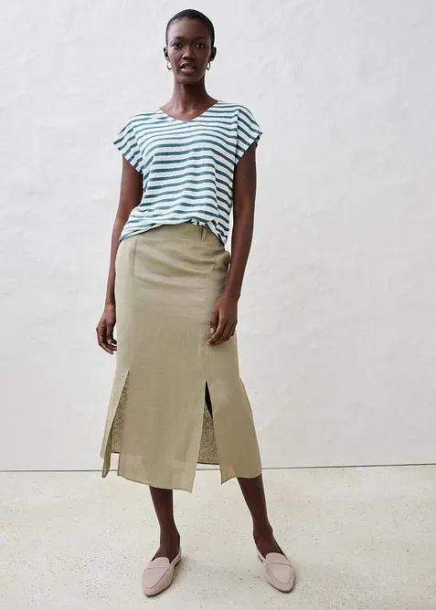 T-shirt 100% lin &agrave; manches chauve-souris, bonprix