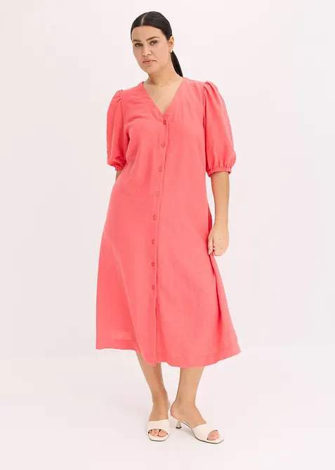 Robe midi évasée à manches bouffantes, bonprix