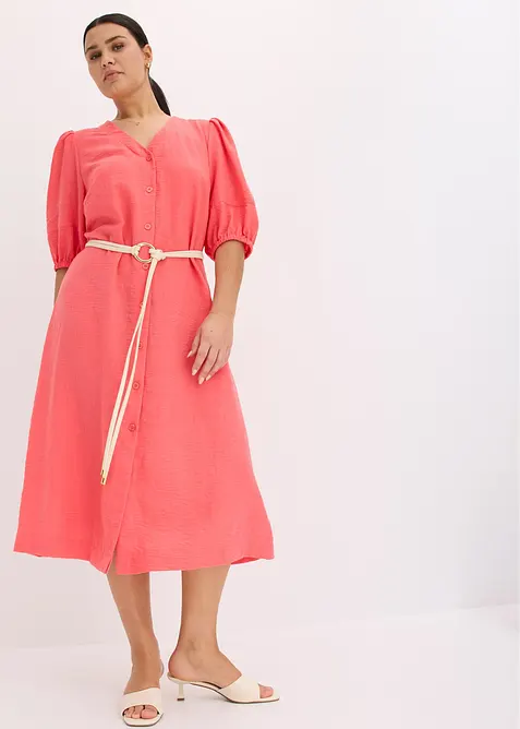 Robe midi évasée à manches bouffantes, bonprix