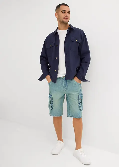 Bermuda cargo en jean, Regular, bonprix