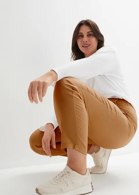 Verkürzte High-Waist-Hose aus Leinen-Viskose-Mix, bonprix