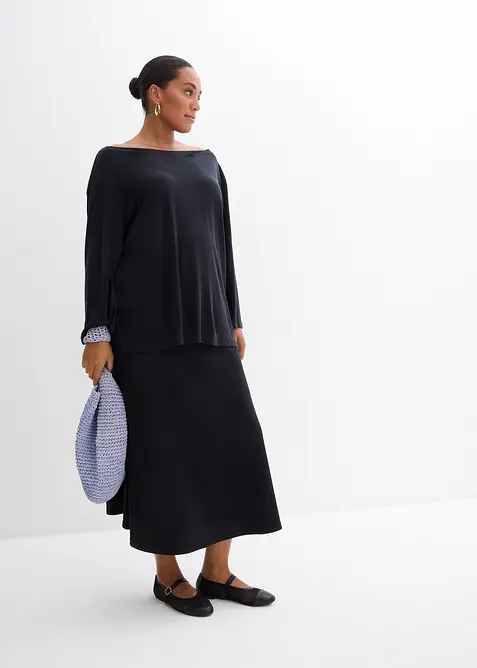 T-shirt &eacute;paule d&eacute;nud&eacute;e en modal m&eacute;lang&eacute;, bonprix