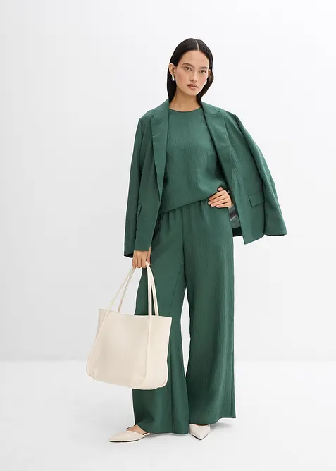 Pantalon en viscose m&eacute;lang&eacute;e, effet froiss&eacute;, bonprix