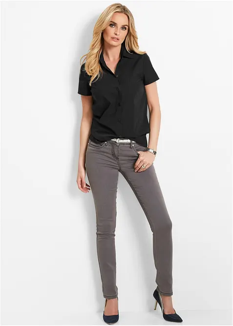 Chemisier manches courtes en popeline, bonprix