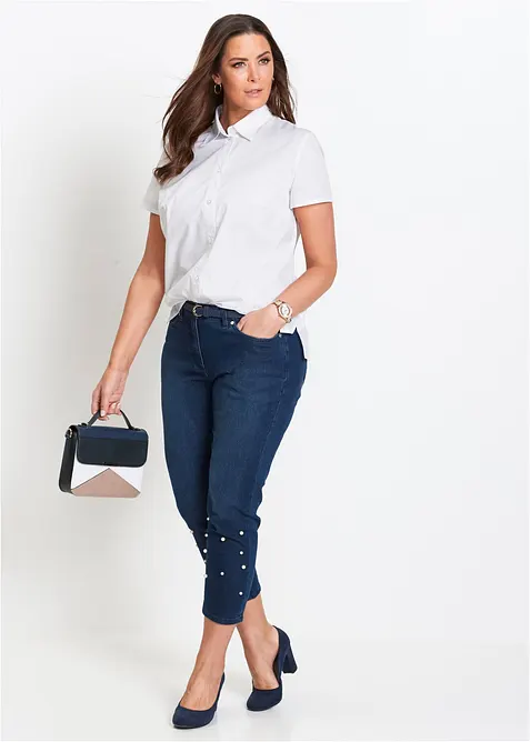 Chemisier manches courtes en popeline, bonprix