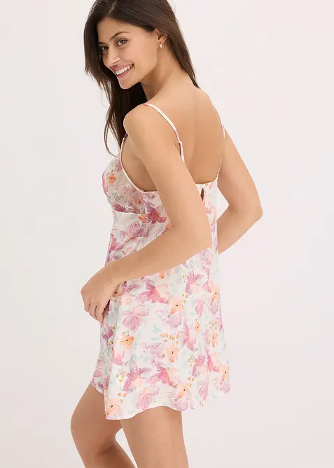 Satin Negligé mit bedruckter Stickerei, bonprix