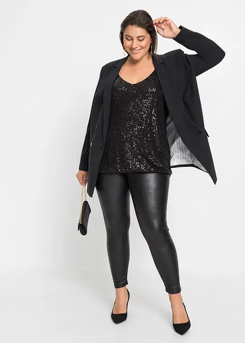 Spaghettiträger-Top mit Pailletten aus softem Viskose-Mix, bonprix