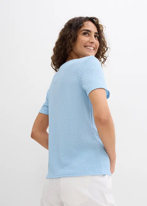 T-shirt texturé et boutonné, bonprix